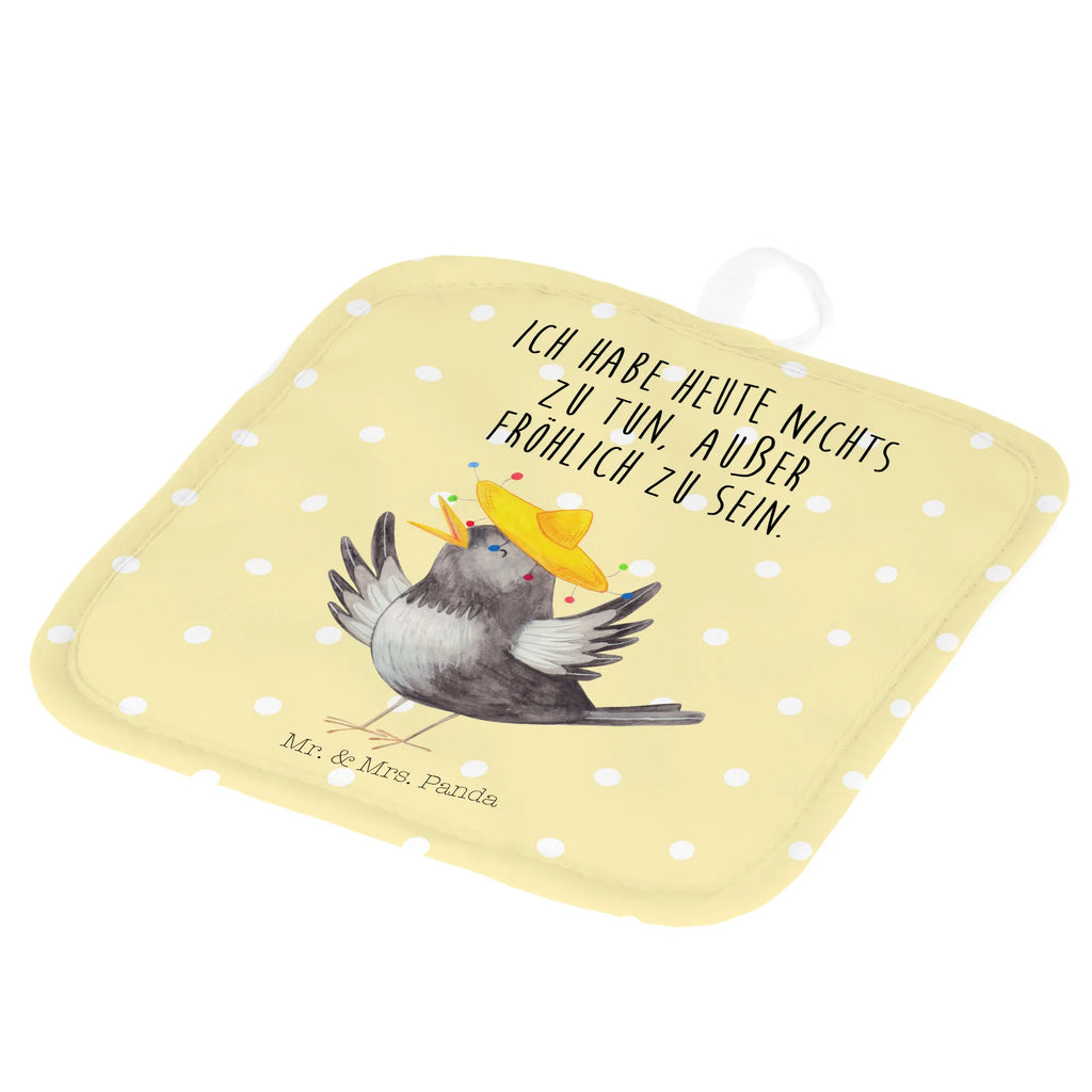 2-elementowy zestaw podkładek pod garnki kruk Sombrero Topflappen 2er Set, Topflappen, Topflappen Set, topfhalter, Topfuntersetzer, Topflappenset, 2er Set Topflappen, Topfhandschuhe, Tiermotive, Gute Laune, Lustige Sprüche, Tiere, Elster, Vogel, Froh, Vögel, Fröhlich sein, Glück Spruch, Motivation, Spruch Positiv, glücklich sein, Rabe