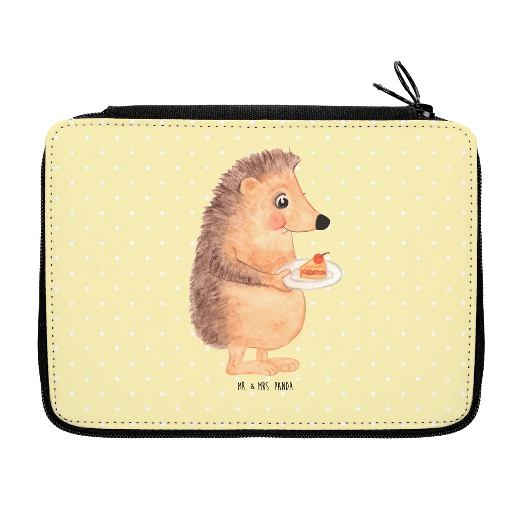 Leather folder Hedgehog piece of cake pupil, pencil bag, enrolment, pencil case, pen roll, school, child, motif, primary school, gift, small animals, cute, funny, cute animal motives, hand drawn, small world, funny sayings, good mood, happy, gifts, gift ideas, special gifts, animal lover, card, hedgehog, bake cake, food saying, cake, invitation party, birthday cake, baking gift