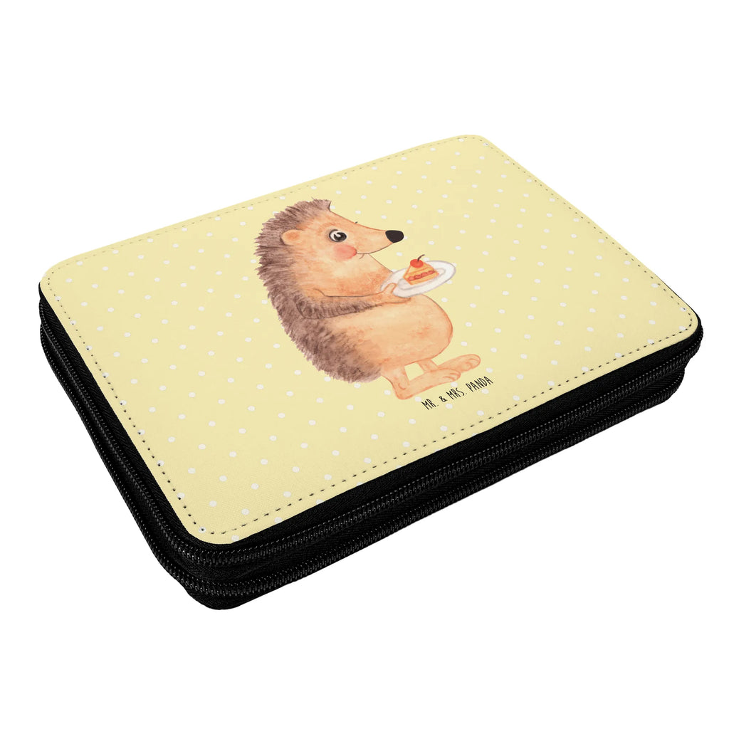 Leather folder Hedgehog piece of cake pupil, pencil bag, enrolment, pencil case, pen roll, school, child, motif, primary school, gift, small animals, cute, funny, cute animal motives, hand drawn, small world, funny sayings, good mood, happy, gifts, gift ideas, special gifts, animal lover, card, hedgehog, bake cake, food saying, cake, invitation party, birthday cake, baking gift