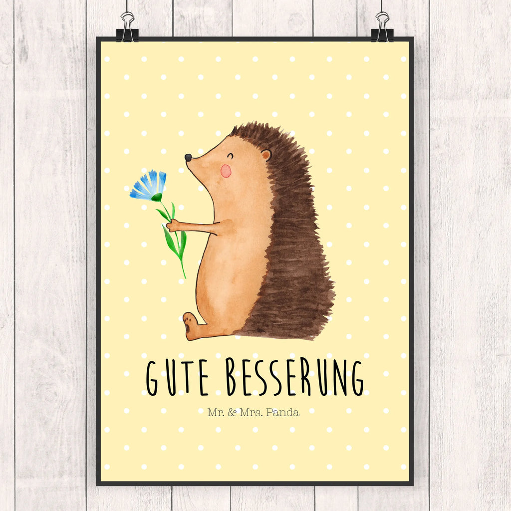 Plakat jeż Kwiaty Designposter, Mr. & Mrs. Panda Poster, Kinderposter, Kunstdruck, Raumdekoration, Wanddeko Bild, Handgemaltes Poster, Wanddekoration, Poster, Wandposter, Küchenposter, Bild, Posterdruck, Wanddeko, Tiermotive, Gute Laune, lustige Sprüche, Tiere, Krankheit, Genesungswünsche, Igel, Krankenhaus, krank, Besuch, Gute Besserung