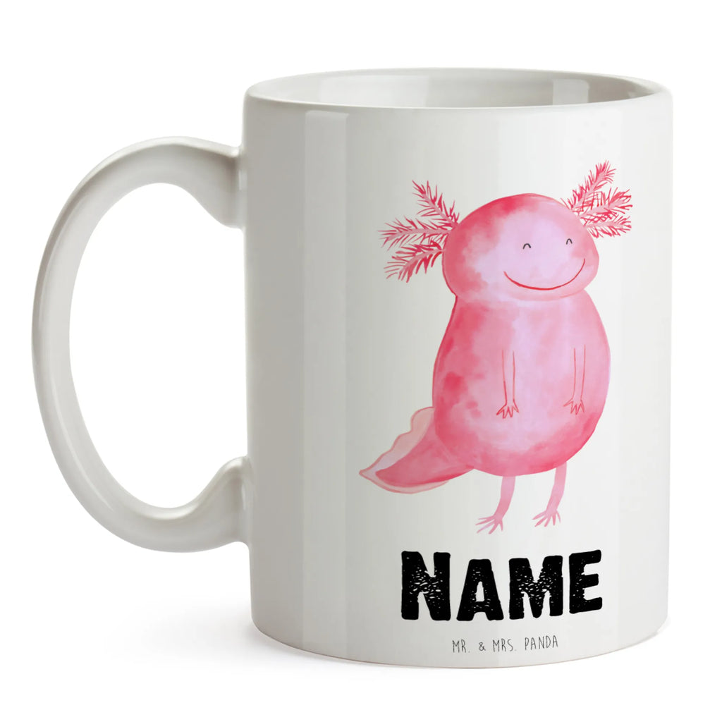 Personalisierte Tasse Axolotl glücklich Namenstasse, Tasse, Namen, Tasse mit Namen, Personalisiert, Personalisierte Tasse, Drucken, Wunschname, Axolotl, Molch, Axolot, Lurche, Lurch, gute Laune, Motivation, Schwanzlurch