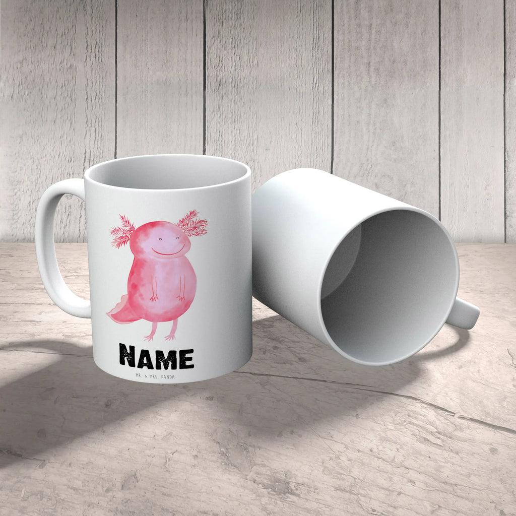 Personalisierte Tasse Axolotl glücklich Namenstasse, Tasse, Namen, Tasse mit Namen, Personalisiert, Personalisierte Tasse, Drucken, Wunschname, Axolotl, Molch, Axolot, Lurche, Lurch, gute Laune, Motivation, Schwanzlurch