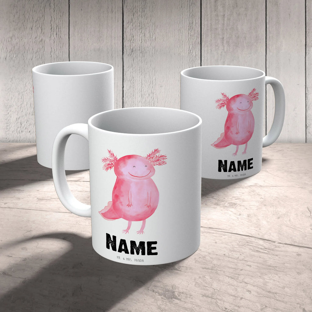 Personalisierte Tasse Axolotl glücklich Namenstasse, Tasse, Namen, Tasse mit Namen, Personalisiert, Personalisierte Tasse, Drucken, Wunschname, Axolotl, Molch, Axolot, Lurche, Lurch, gute Laune, Motivation, Schwanzlurch