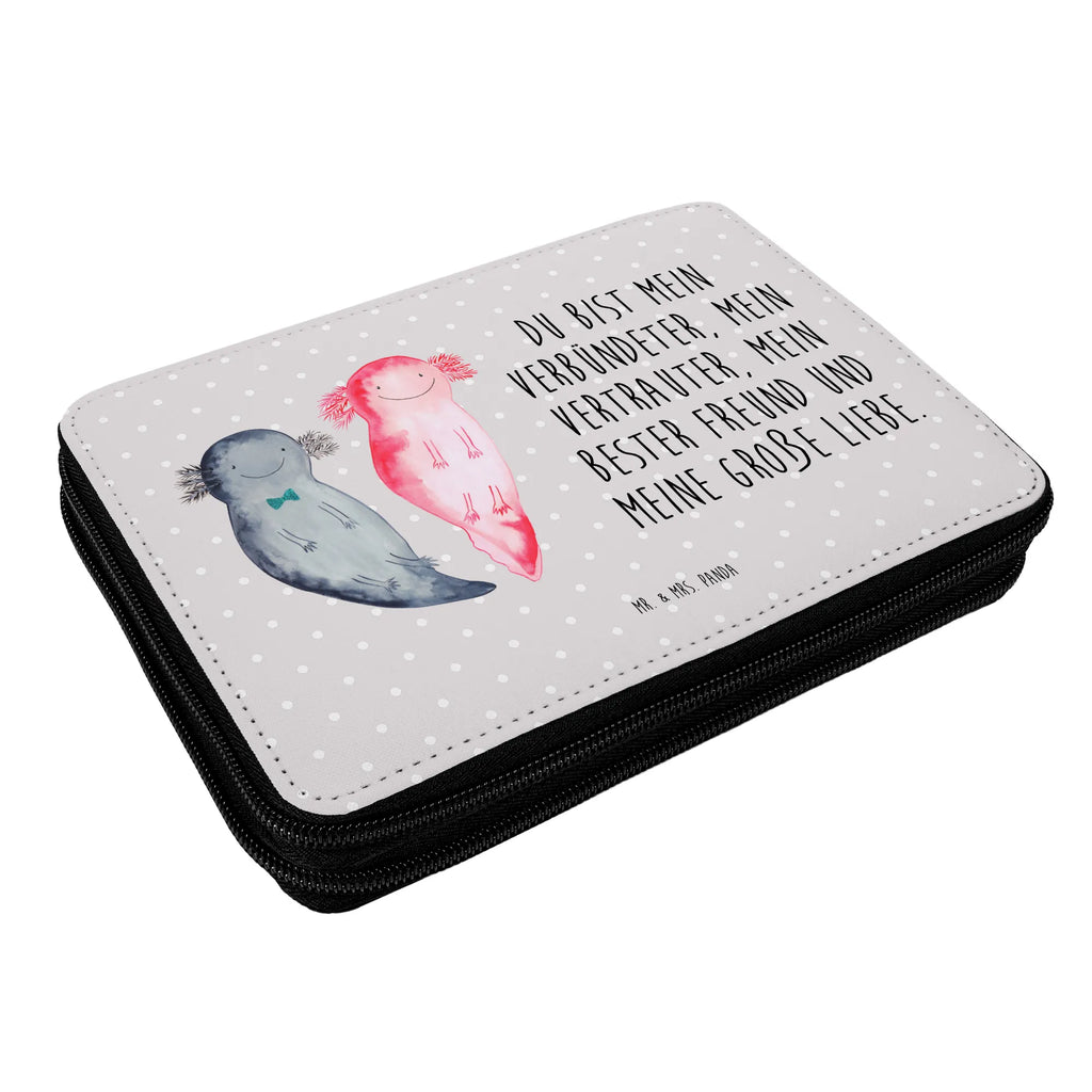 Leather folder axolotl Girlfriend pencil case, pupil, child, school, motif, gift, enrolment, primary school, pen roll, pencil bag, Axolotl, Axelotl, marine animals, Mexican walking fish, salamander, tail, friend, great love, proof of love, amphibian, husband, axolotl, anniversary, love, valentine's day, fiancé, axolot