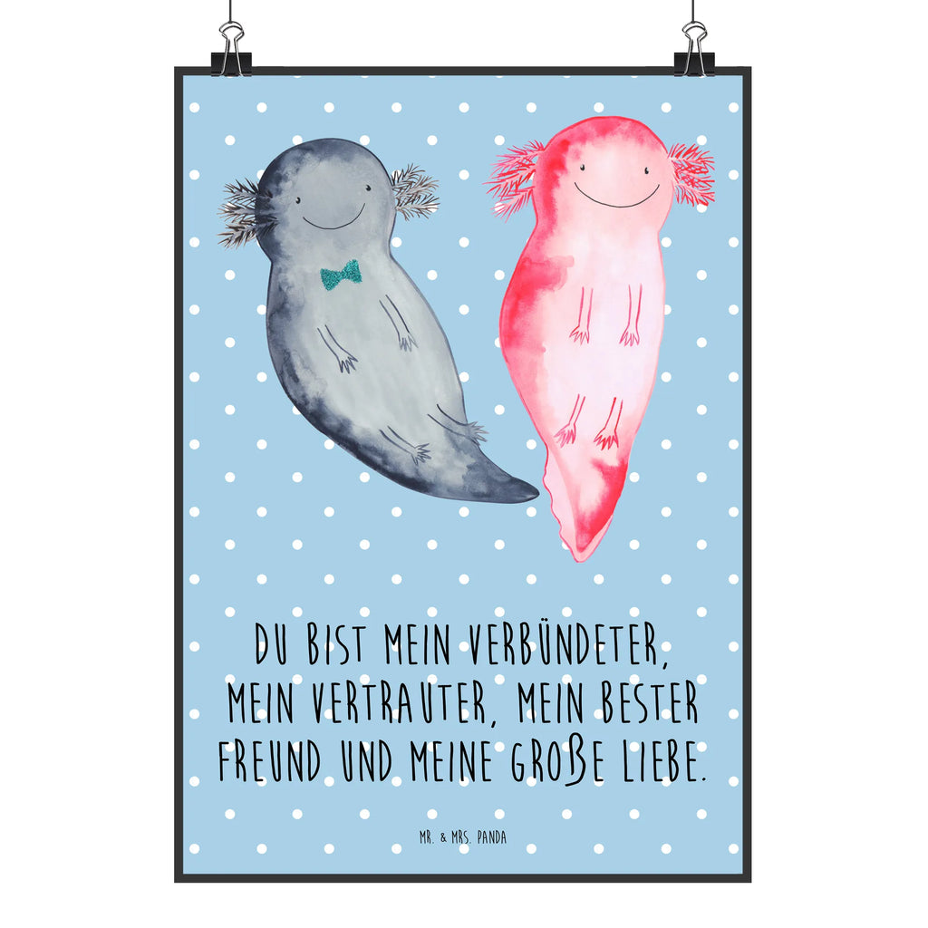 Poster Axolotl Freundin Mr. & Mrs. Panda Poster, kunstposter, wanddruck, Wanddekoration, Deko Bild, Wanddeko Bild, drucke, Bild, kunstdruck poster, Wandschmuck, Posterdruck, wanddeko, Kunstdruck, kunst für die wand, grafikposter, Designposter, Bild für Wand, wandkunst, Wandbild, Poster, Plakat, Wandposter, Molch, Axolotl, Große Liebe, Freund, Liebesbeweis, Axolot, Jahrestag, Lurch, Lurche, Liebe, Schwanzlurch, Ehemann, Verlobter, Valentinstag