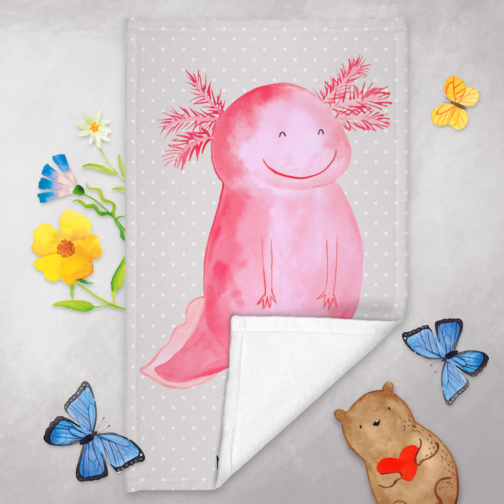Hand towel axolotl Happy Towel, bathroom, children, big, towels, baby, bath towel, Axolotl, Axelotl, marine animals, Mexican walking fish, salamander, amphibian, axolot, good mood, tail, motivation, axolotl