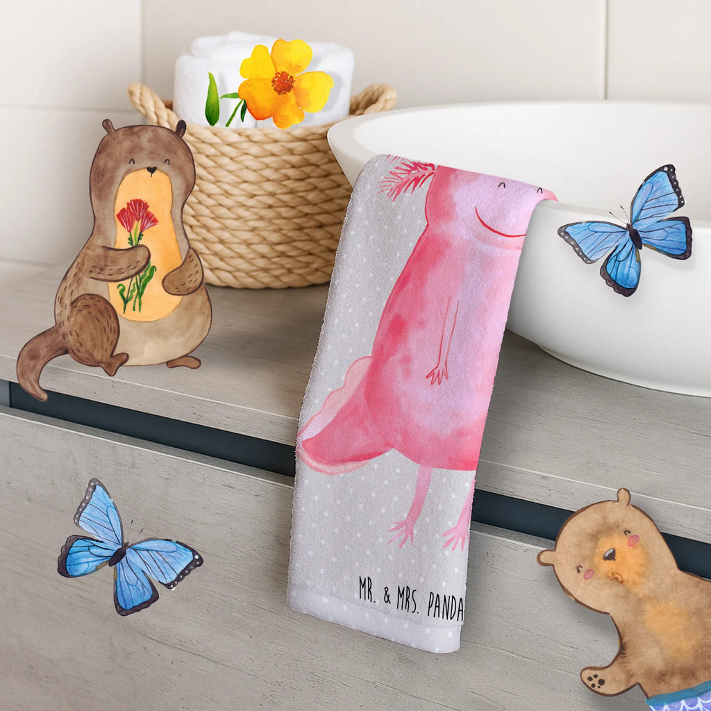 Hand towel axolotl Happy Towel, bathroom, children, big, towels, baby, bath towel, Axolotl, Axelotl, marine animals, Mexican walking fish, salamander, amphibian, axolot, good mood, tail, motivation, axolotl