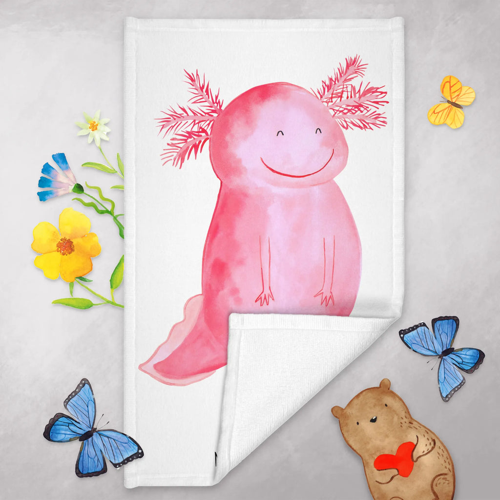 Hand towel axolotl Happy Towel, bathroom, children, big, towels, baby, bath towel, Axolotl, Axelotl, marine animals, Mexican walking fish, salamander, amphibian, axolot, good mood, tail, motivation, axolotl
