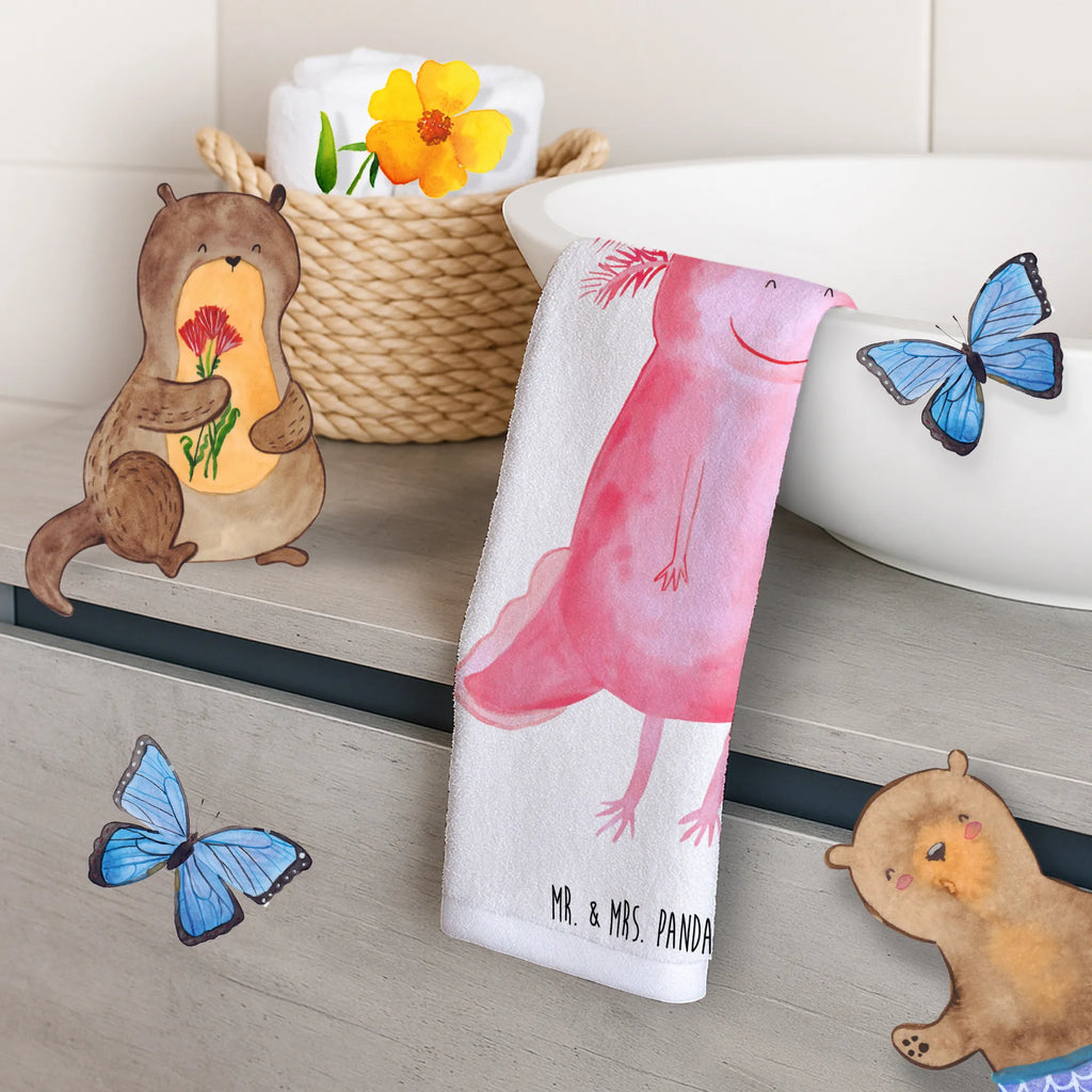 Hand towel axolotl Happy Towel, bathroom, children, big, towels, baby, bath towel, Axolotl, Axelotl, marine animals, Mexican walking fish, salamander, amphibian, axolot, good mood, tail, motivation, axolotl