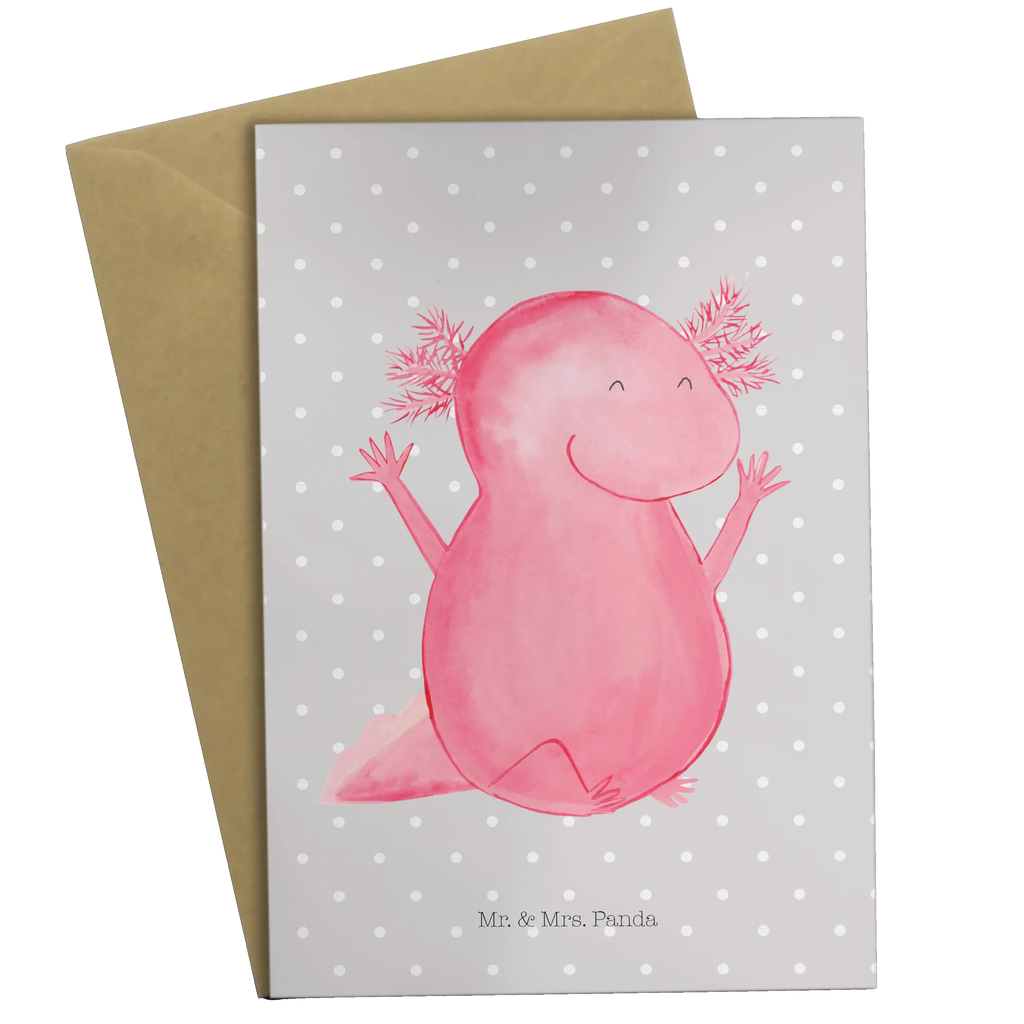 Greetings card axolotl Hooray Karte, Klappkarte, Einladungskarte, Grußkarte, Geburtstagskarte, Hochzeitskarte, Glückwunschkarte, Ansichtskarten, Axolotl, Molch, fröhlich, Schwanzlurch, Axolot, Lurche, Motivation, Freude, Spaß, Lurch, Zufriedenheit