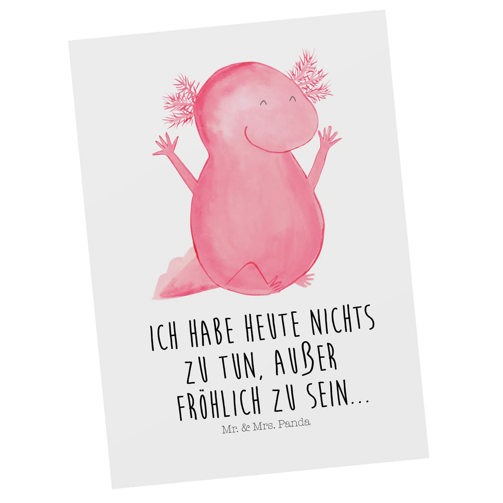Postcard axolotl Hooray gift, postcards, Postcard, card, invitation card, letter, invitation, gift card, paper, Axolotl, Axelotl, marine animals, Mexican walking fish, salamander, fun, axolot, axolotl, joy, tail, amphibian, satisfaction, cheerful, motivation