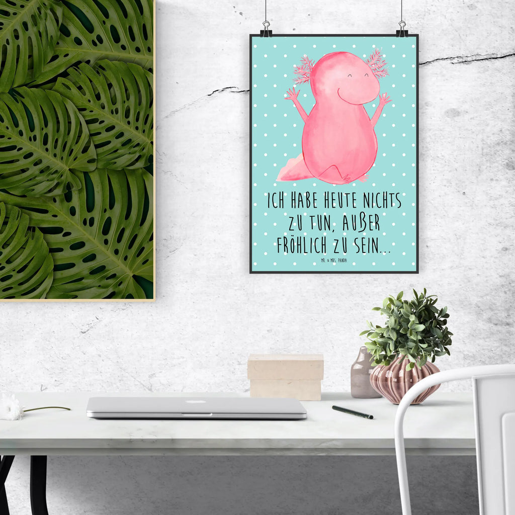 Poster axolotl Hooray Mr. & Mrs. Panda Poster, kunstposter, wanddeko, Wandschmuck, Wanddeko Bild, Bild für Wand, kunstdruck poster, kunst für die wand, Kunstdruck, drucke, Designposter, Posterdruck, wanddruck, Bild, grafikposter, Wandbild, Deko Bild, Poster, Wanddekoration, Plakat, wandkunst, Wandposter, Molch, Axolotl, Fröhlich, Lurch, Schwanzlurch, Zufriedenheit, Motivation, Freude, Lurche, Axolot, Spaß