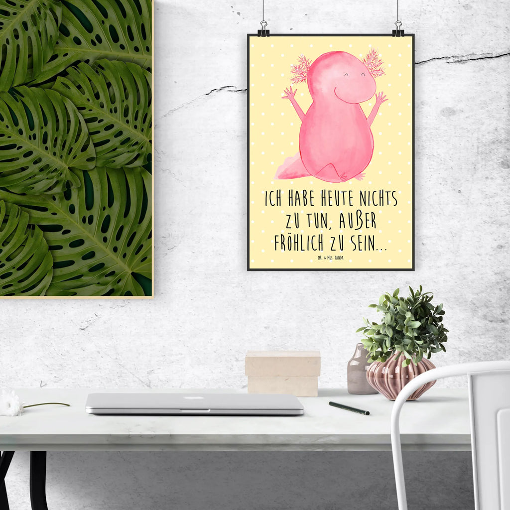 Poster axolotl Hooray Mr. & Mrs. Panda Poster, kunstposter, wanddeko, Wandschmuck, Wanddeko Bild, Bild für Wand, kunstdruck poster, kunst für die wand, Kunstdruck, drucke, Designposter, Posterdruck, wanddruck, Bild, grafikposter, Wandbild, Deko Bild, Poster, Wanddekoration, Plakat, wandkunst, Wandposter, Molch, Axolotl, Fröhlich, Lurch, Schwanzlurch, Zufriedenheit, Motivation, Freude, Lurche, Axolot, Spaß
