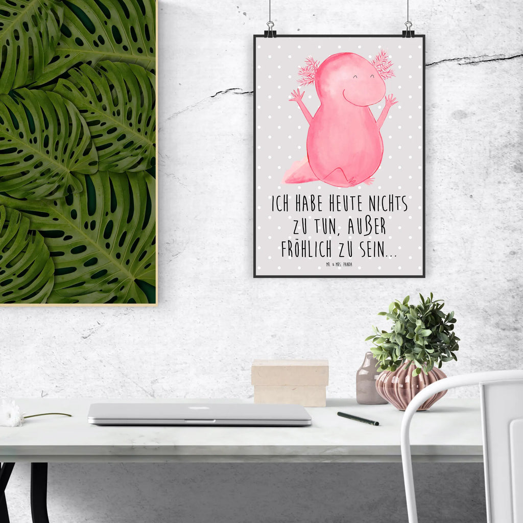Poster axolotl Hooray Mr. & Mrs. Panda Poster, kunstposter, wanddeko, Wandschmuck, Wanddeko Bild, Bild für Wand, kunstdruck poster, kunst für die wand, Kunstdruck, drucke, Designposter, Posterdruck, wanddruck, Bild, grafikposter, Wandbild, Deko Bild, Poster, Wanddekoration, Plakat, wandkunst, Wandposter, Molch, Axolotl, Fröhlich, Lurch, Schwanzlurch, Zufriedenheit, Motivation, Freude, Lurche, Axolot, Spaß