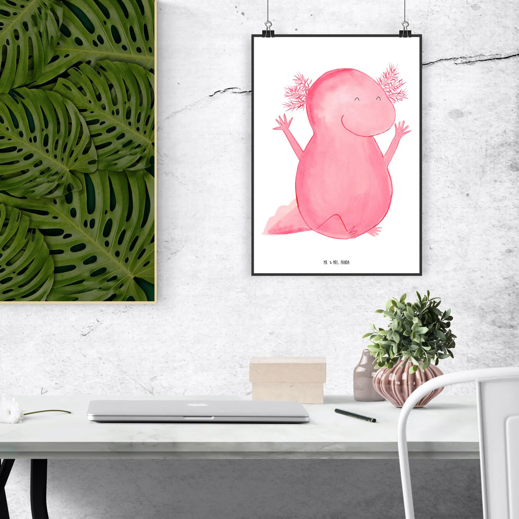 Poster axolotl Hooray Mr. & Mrs. Panda Poster, kunstposter, wanddeko, Wandschmuck, Wanddeko Bild, Bild für Wand, kunstdruck poster, kunst für die wand, Kunstdruck, drucke, Designposter, Posterdruck, wanddruck, Bild, grafikposter, Wandbild, Deko Bild, Poster, Wanddekoration, Plakat, wandkunst, Wandposter, Molch, Axolotl, Fröhlich, Lurch, Schwanzlurch, Zufriedenheit, Motivation, Freude, Lurche, Axolot, Spaß