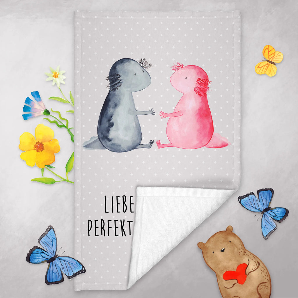 Guest towel axolotl Love Guest towel, hand towels, guest towels, towel, 50 x 30, Axolotl, Axelotl, marine animals, Mexican walking fish, salamander, great love, valentine's day, fiancé, tail, husband, amphibian, proof of love, axolotl, axolot, friend, love, anniversary
