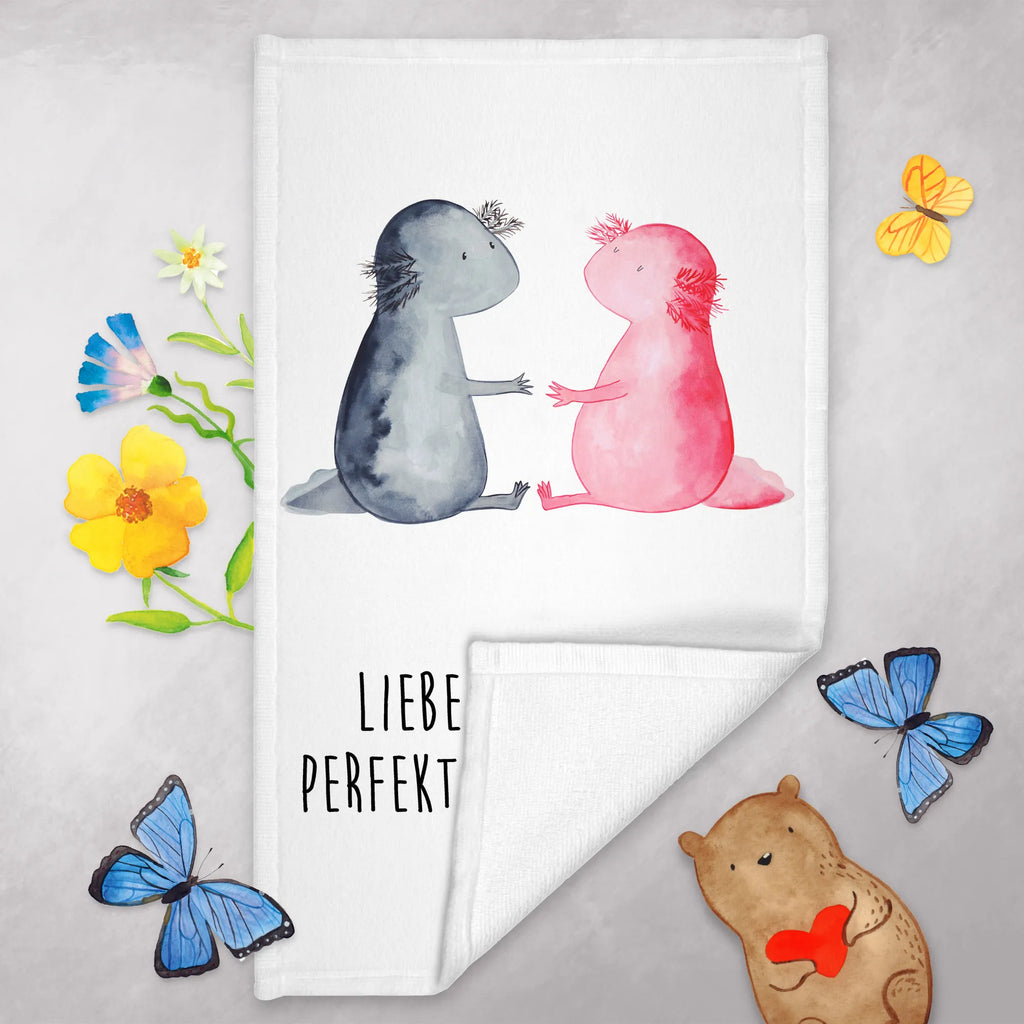 Guest towel axolotl Love Guest towel, hand towels, guest towels, towel, 50 x 30, Axolotl, Axelotl, marine animals, Mexican walking fish, salamander, great love, valentine's day, fiancé, tail, husband, amphibian, proof of love, axolotl, axolot, friend, love, anniversary