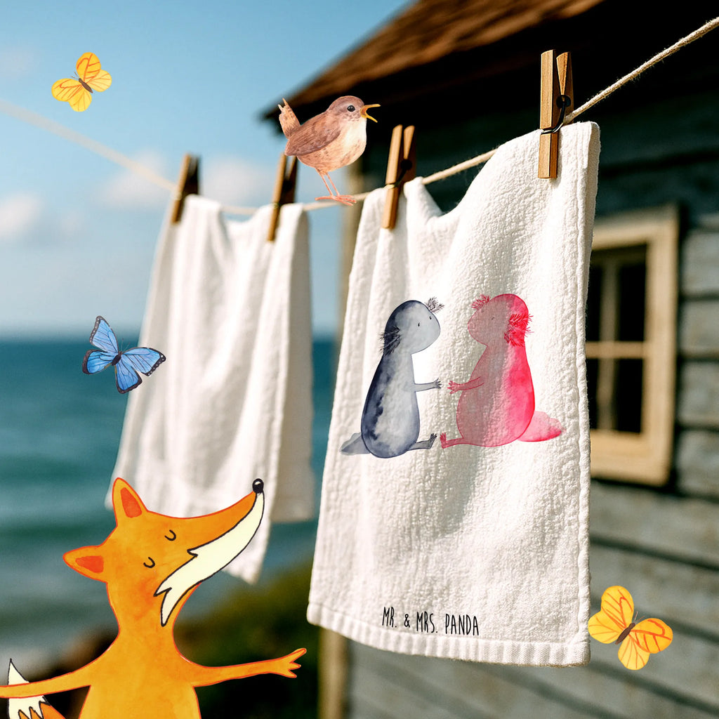 Guest towel axolotl Love Guest towel, hand towels, guest towels, towel, 50 x 30, Axolotl, Axelotl, marine animals, Mexican walking fish, salamander, great love, valentine's day, fiancé, tail, husband, amphibian, proof of love, axolotl, axolot, friend, love, anniversary