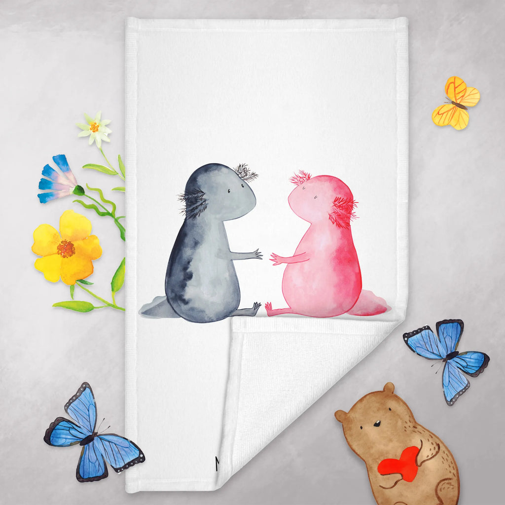 Guest towel axolotl Love Guest towel, hand towels, guest towels, towel, 50 x 30, Axolotl, Axelotl, marine animals, Mexican walking fish, salamander, great love, valentine's day, fiancé, tail, husband, amphibian, proof of love, axolotl, axolot, friend, love, anniversary