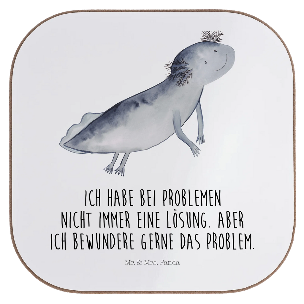 Square coaster axolotl To swim party, gift, glass coasters, presents, breakfast, gifts, Coasters, Axolotl, Axelotl, marine animals, Mexican walking fish, salamander, axolot, problem, problems, motivation, amphibians, tail, solutions