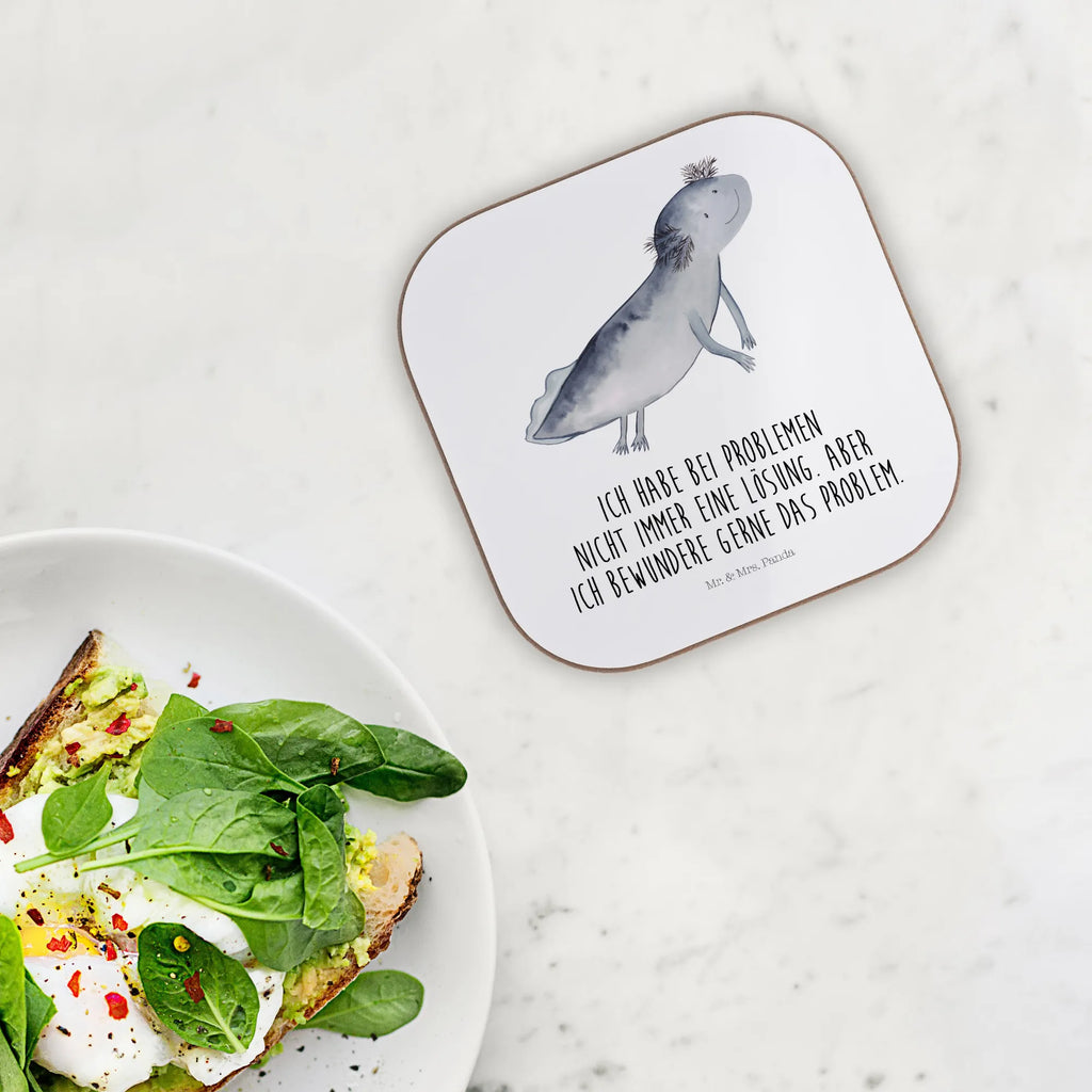 Square coaster axolotl To swim party, gift, glass coasters, presents, breakfast, gifts, Coasters, Axolotl, Axelotl, marine animals, Mexican walking fish, salamander, axolot, problem, problems, motivation, amphibians, tail, solutions