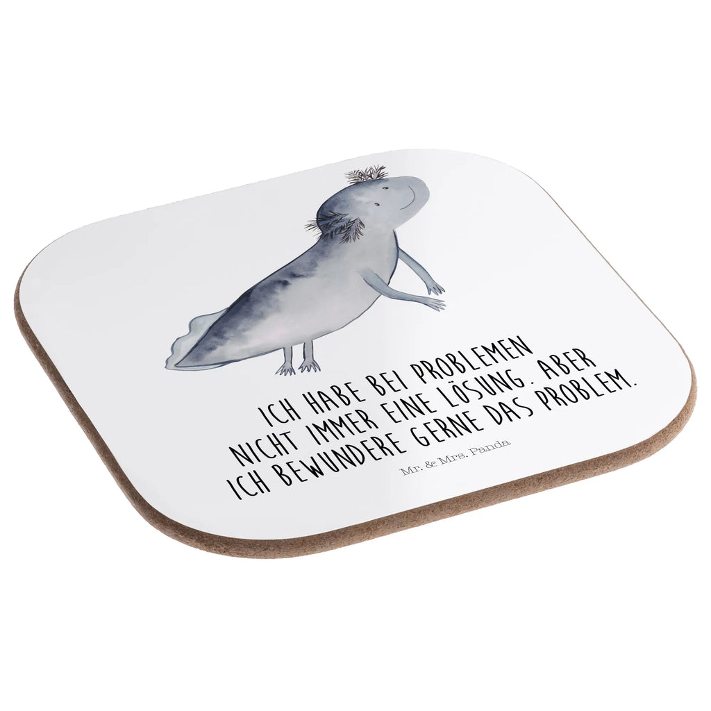 Square coaster axolotl To swim party, gift, glass coasters, presents, breakfast, gifts, Coasters, Axolotl, Axelotl, marine animals, Mexican walking fish, salamander, axolot, problem, problems, motivation, amphibians, tail, solutions