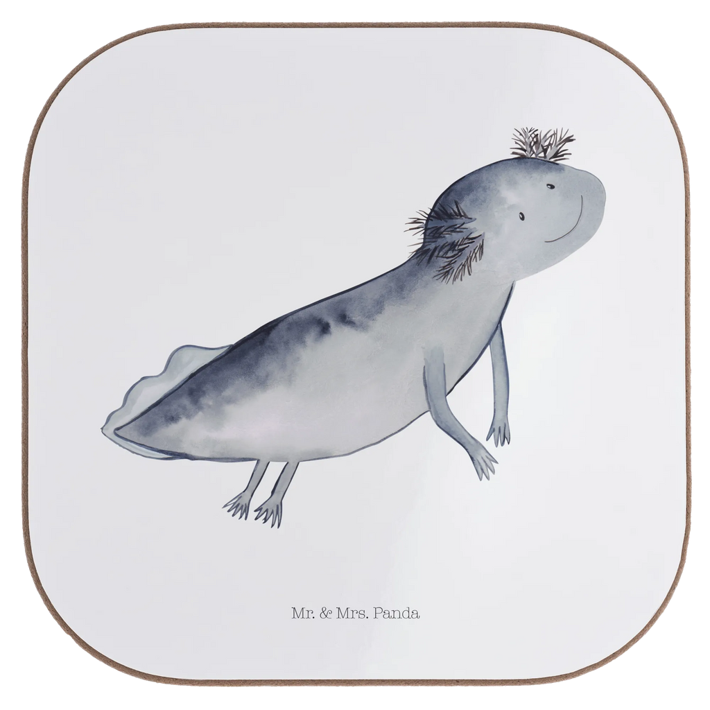 Square coaster axolotl To swim party, gift, glass coasters, presents, breakfast, gifts, Coasters, Axolotl, Axelotl, marine animals, Mexican walking fish, salamander, axolot, problem, problems, motivation, amphibians, tail, solutions