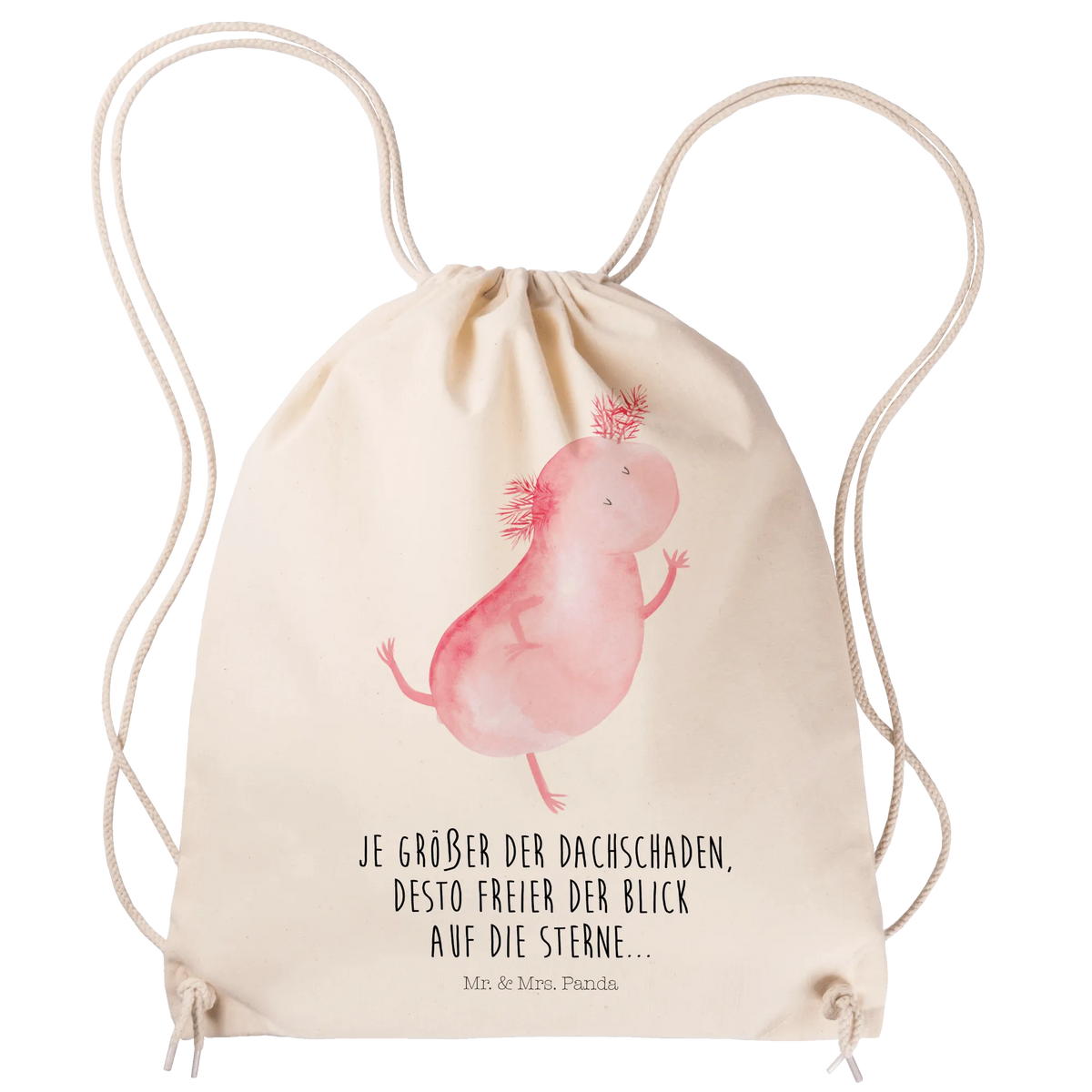 Drawstring bag axolotl Dance jute bag, gym bag, sports bag, bag, hipster, carrier bag, Axolotl, Axelotl, marine animals, Mexican walking fish, salamander, stars, roof damage, crazy, axolot, amphibians, girlfriend, tailfish, best friend