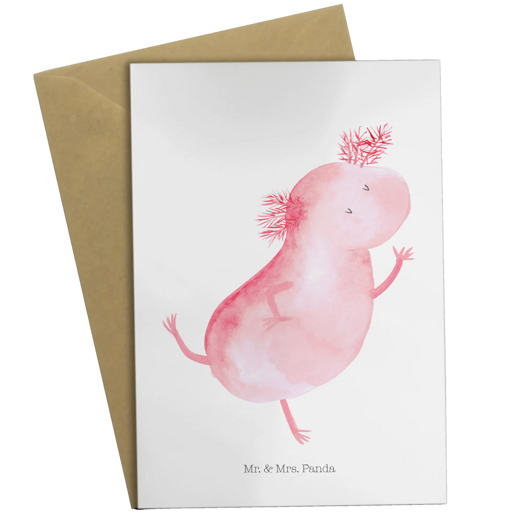 Greetings card axolotl Dance Einladungskarte, Klappkarte, Glückwunschkarte, Karte, Hochzeitskarte, Grußkarte, Ansichtskarten, Geburtstagskarte, Axolotl, Molch, Schwanzlurch, Axolot, Lurche, Lurch, Dachschaden, beste Freundin, Freundin, Sterne, verrückt