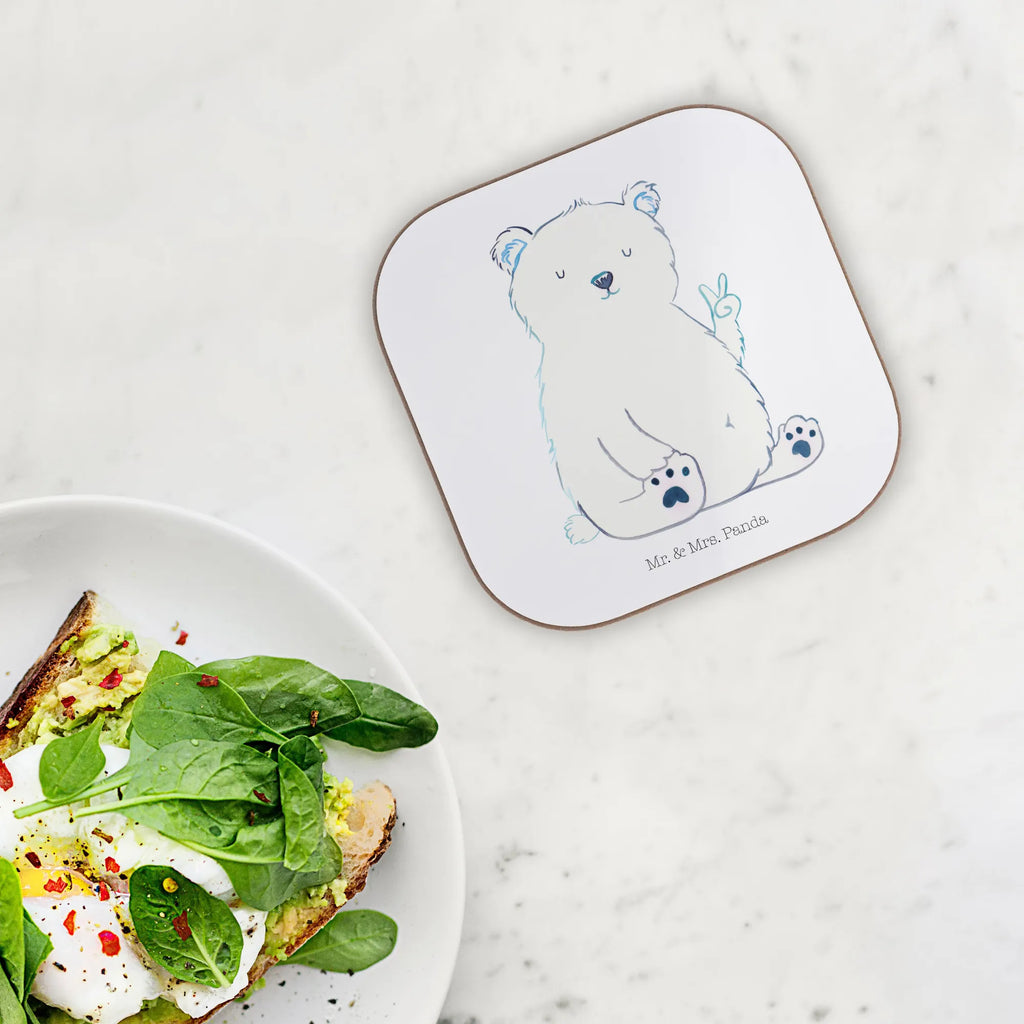 Square coaster Icebear Lazy Glasuntersetzer, Untersetzer, Bierdeckel, Untersetzer Holz, Getränkeuntersetzer, Korkuntersetzer, Untersetzer Gläser, Untersetzer Design, Untersetzer für Gläser, Holzuntersetzer, Untersetzer aus Holz, Tassen Untersetzer, Bär, Teddy, Teddybär, Eisbär, Nordpol, Bürojob, Entspannen, Arbeit, Faul, Relaxen, Arbeitsplatz, Büro, Homeoffice
