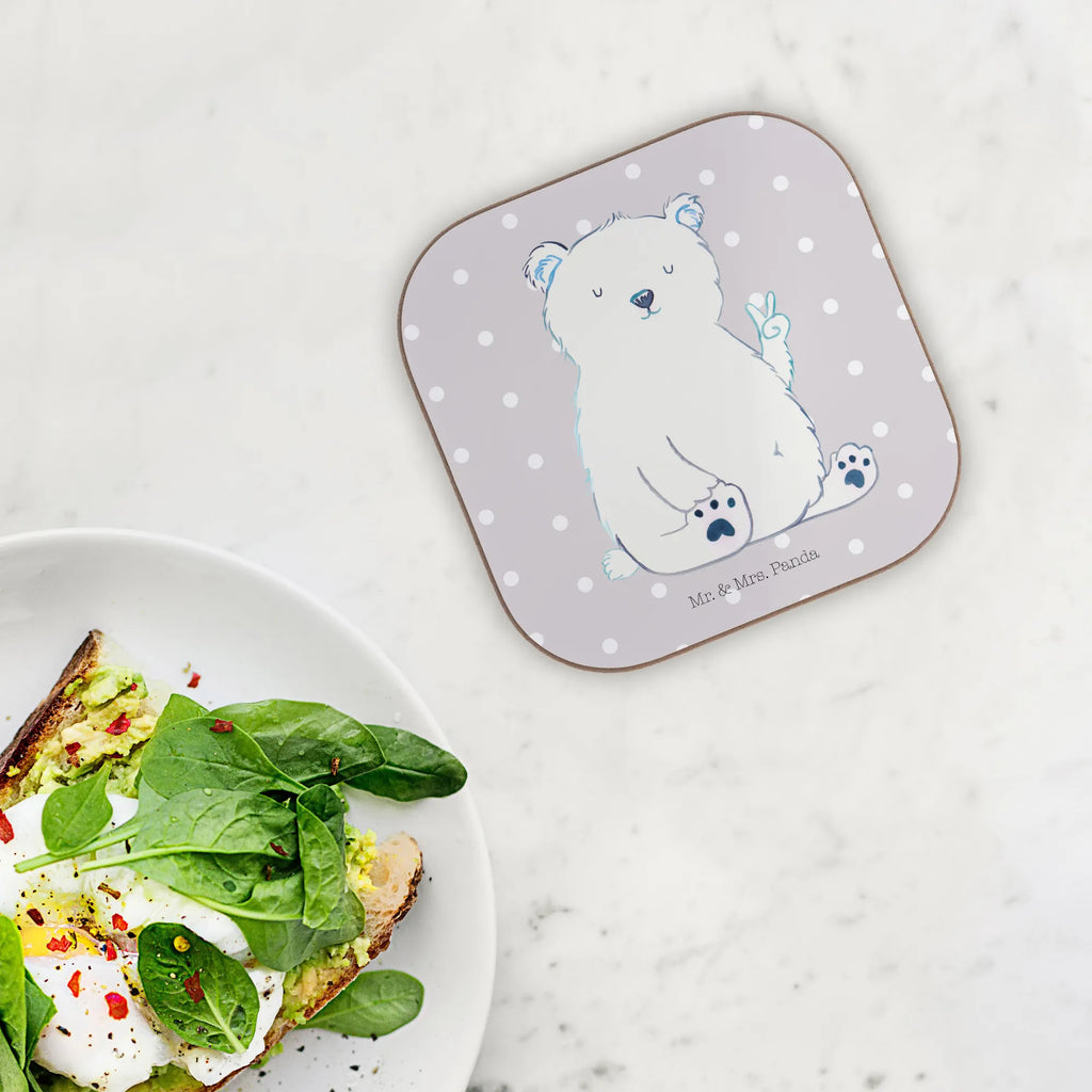 Square coaster Icebear Lazy Glasuntersetzer, Untersetzer, Bierdeckel, Untersetzer Holz, Getränkeuntersetzer, Korkuntersetzer, Untersetzer Gläser, Untersetzer Design, Untersetzer für Gläser, Holzuntersetzer, Untersetzer aus Holz, Tassen Untersetzer, Bär, Teddy, Teddybär, Eisbär, Nordpol, Bürojob, Entspannen, Arbeit, Faul, Relaxen, Arbeitsplatz, Büro, Homeoffice