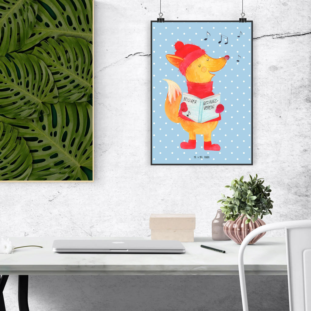 Poster Fuchs Sänger kunstposter, kunstdruck poster, Bild für Wand, Mr. & Mrs. Panda Poster, drucke, Kunstdruck, Posterdruck, grafikposter, kunst für die wand, Plakat, Bild, Wandbild, wanddeko, Poster, Wanddekoration, Wandschmuck, Designposter, Deko Bild, Wandposter, wandkunst, wanddruck, Wanddeko Bild, Wintermotiv, Heiligabend, Advent, Nikolaus, Weihnachtsdeko, Winter, Weihnachten, Geschenk Sänger, Füchse, Sänger, Fuchs, Singen, Weihnachtslieder