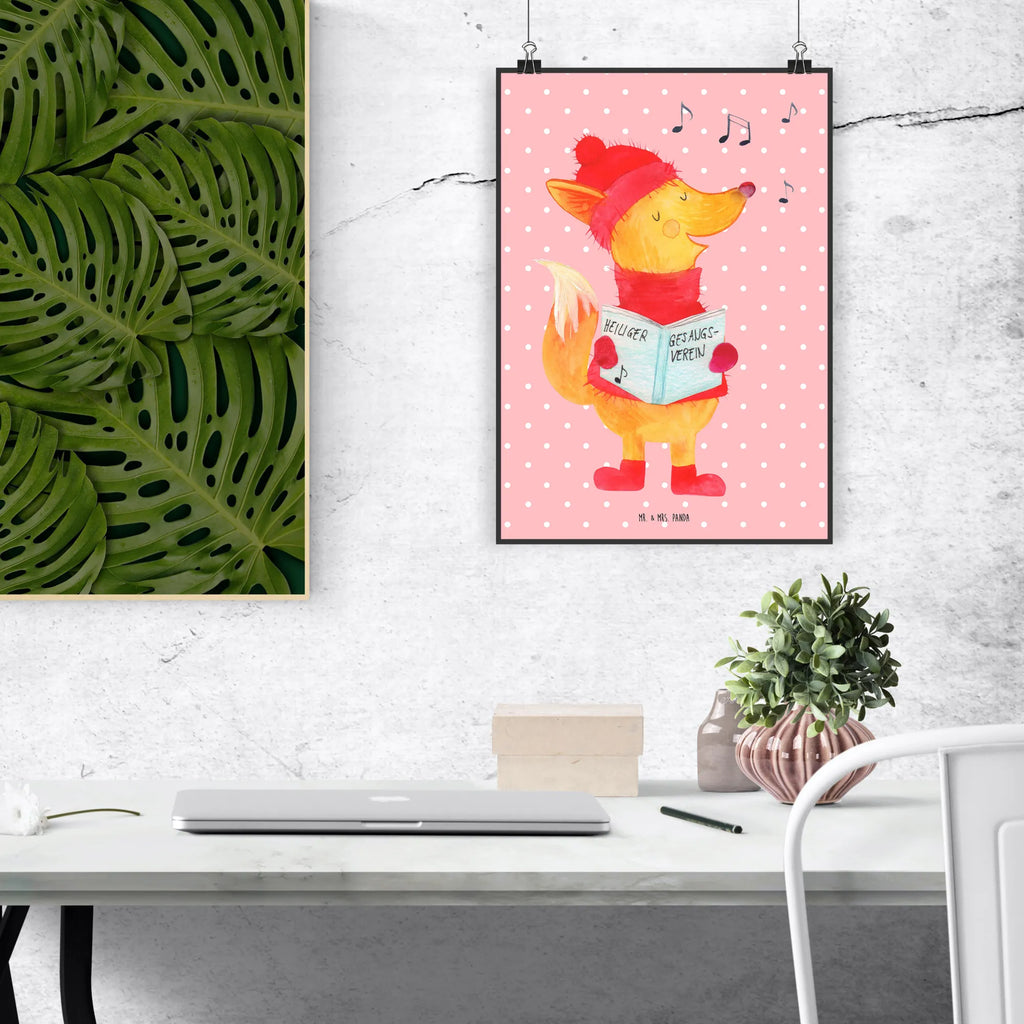 Poster Fuchs Sänger kunstposter, kunstdruck poster, Bild für Wand, Mr. & Mrs. Panda Poster, drucke, Kunstdruck, Posterdruck, grafikposter, kunst für die wand, Plakat, Bild, Wandbild, wanddeko, Poster, Wanddekoration, Wandschmuck, Designposter, Deko Bild, Wandposter, wandkunst, wanddruck, Wanddeko Bild, Wintermotiv, Heiligabend, Advent, Nikolaus, Weihnachtsdeko, Winter, Weihnachten, Geschenk Sänger, Füchse, Sänger, Fuchs, Singen, Weihnachtslieder