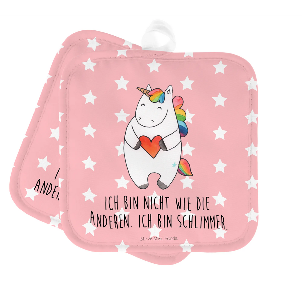 Pot holder unicorn Heart Topfhandschuhe, 2er Set Topflappen, Topflappenset, Topflappen, Topflappen 2er Set, Topflappen Set, topfhalter, Topfuntersetzer, Einhörner, Einhorn Deko, Unicorn, Einhorn, böse, Anders, Witzig, Freundin, Herz, Lustig, Schlimm, Bunt