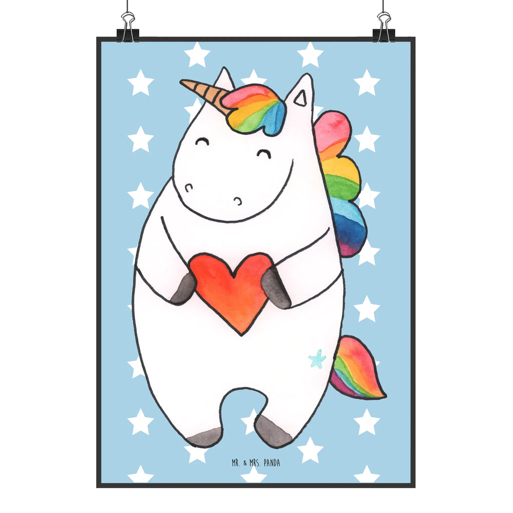 Poster unicorn Heart Poster, Wanddeko Bild, Küchenposter, Posterdruck, Raumdekoration, Mr. & Mrs. Panda Poster, Kinderposter, Wanddekoration, Wanddeko, Wandposter, Kunstdruck, Bild, Handgemaltes Poster, Designposter, Einhorn, Einhörner, Einhorn Deko, Unicorn, schlimm, witzig, böse, bunt, anders, Herz, lustig, Freundin