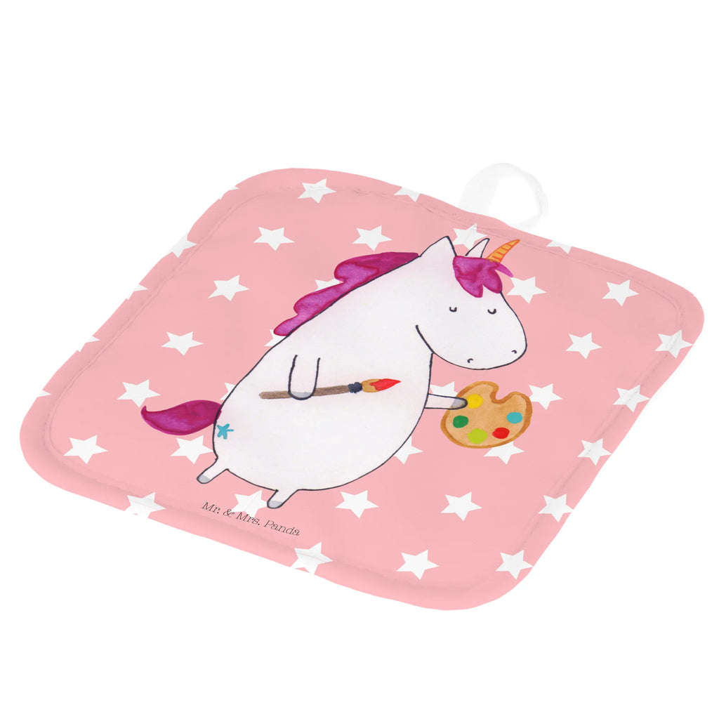 2er Set Topflappen  Einhorn Künstler Topflappen, 2er Set Topflappen, topfhalter, Topflappenset, Topfuntersetzer, Topflappen Set, Topfhandschuhe, Topflappen 2er Set, Unicorn, Einhorn, Einhörner, Einhorn Deko, Welt, Pinsel, Geschenk, Künstler, Artist, Malen, Zeichnen, Stift, Englisch, Farbe, Maler