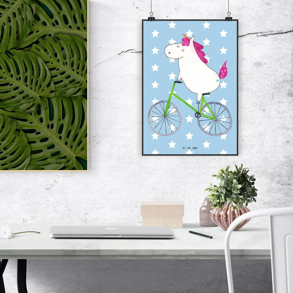 Poster unicorn cyclist Wanddeko, Poster, Handgemaltes Poster, Designposter, Kunstdruck, Raumdekoration, Wandposter, Posterdruck, Wanddeko Bild, Küchenposter, Mr. & Mrs. Panda Poster, Wanddekoration, Bild, Kinderposter, Einhorn, Einhörner, Einhorn Deko, Unicorn, Kummer, Luxusproblem, Feenstaub, Radfahrer, Liebeskummer, Radfahren, Konfetti, Bike, Rad