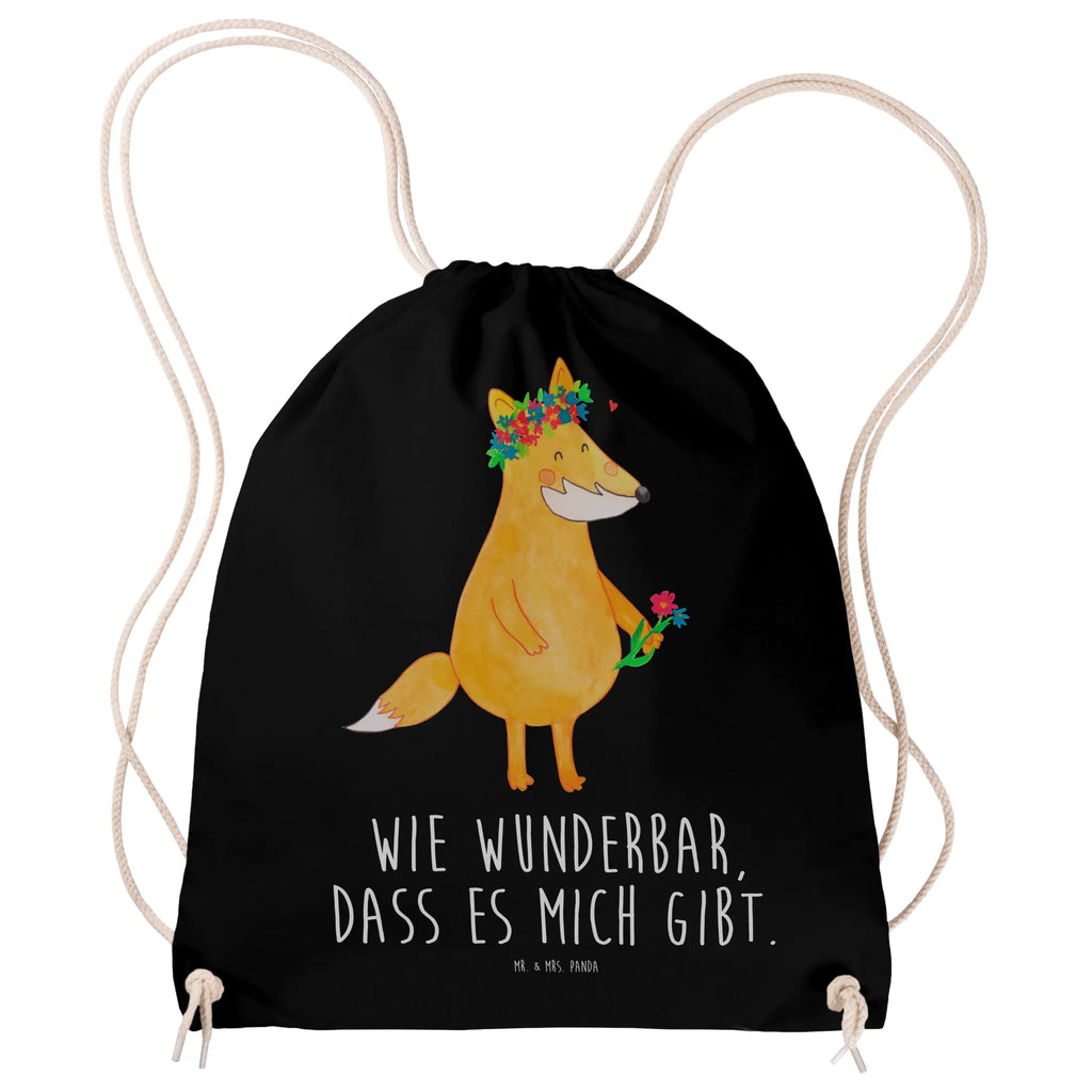 Drawstring bag Fox Flower sports bag, bag, carrier bag, jute bag, gym bag, hipster, fox, foxes, forest wildlife, clever as a fox, animal lover, flower, self-love, flowers, joy, girlfriends, motivation, me, flower girl, love, proof of love, girlfriend, fox girl