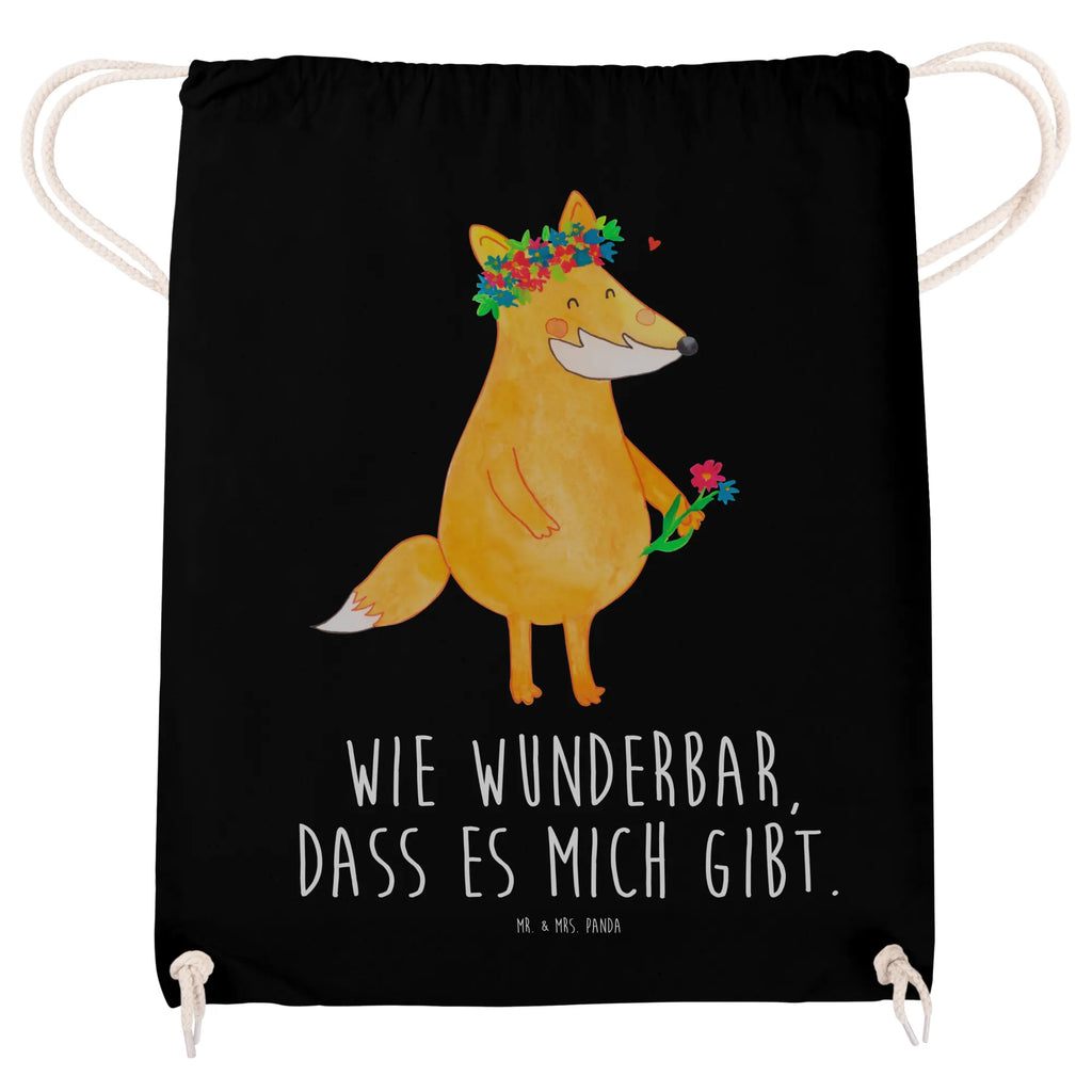 Drawstring bag Fox Flower sports bag, bag, carrier bag, jute bag, gym bag, hipster, fox, foxes, forest wildlife, clever as a fox, animal lover, flower, self-love, flowers, joy, girlfriends, motivation, me, flower girl, love, proof of love, girlfriend, fox girl