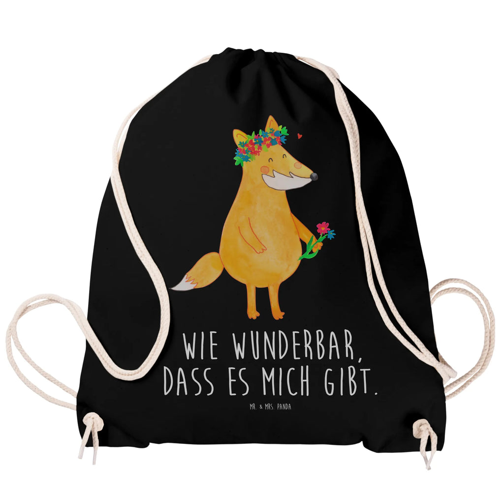 Drawstring bag Fox Flower sports bag, bag, carrier bag, jute bag, gym bag, hipster, fox, foxes, forest wildlife, clever as a fox, animal lover, flower, self-love, flowers, joy, girlfriends, motivation, me, flower girl, love, proof of love, girlfriend, fox girl
