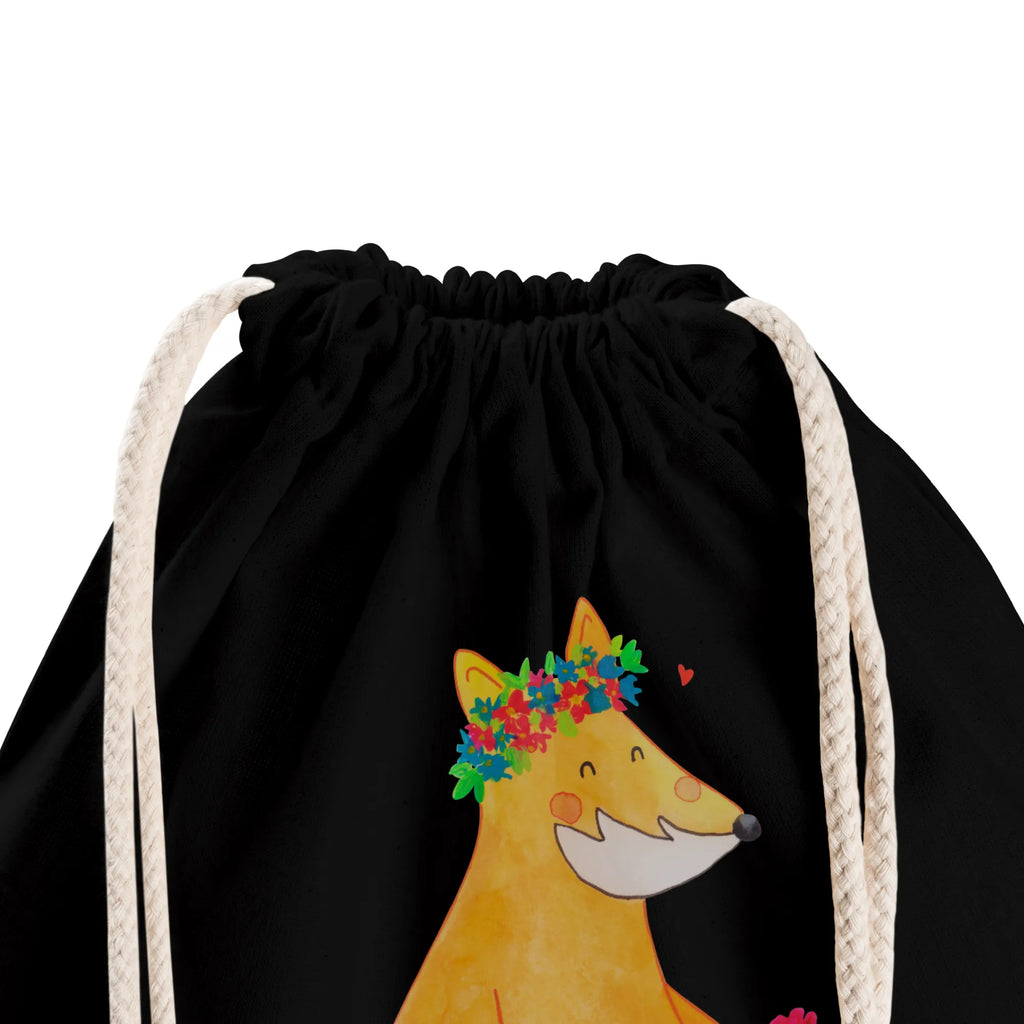 Drawstring bag Fox Flower sports bag, bag, carrier bag, jute bag, gym bag, hipster, fox, foxes, forest wildlife, clever as a fox, animal lover, flower, self-love, flowers, joy, girlfriends, motivation, me, flower girl, love, proof of love, girlfriend, fox girl