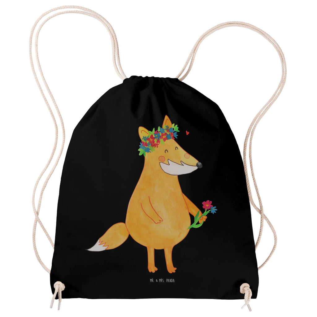 Drawstring bag Fox Flower sports bag, bag, carrier bag, jute bag, gym bag, hipster, fox, foxes, forest wildlife, clever as a fox, animal lover, flower, self-love, flowers, joy, girlfriends, motivation, me, flower girl, love, proof of love, girlfriend, fox girl