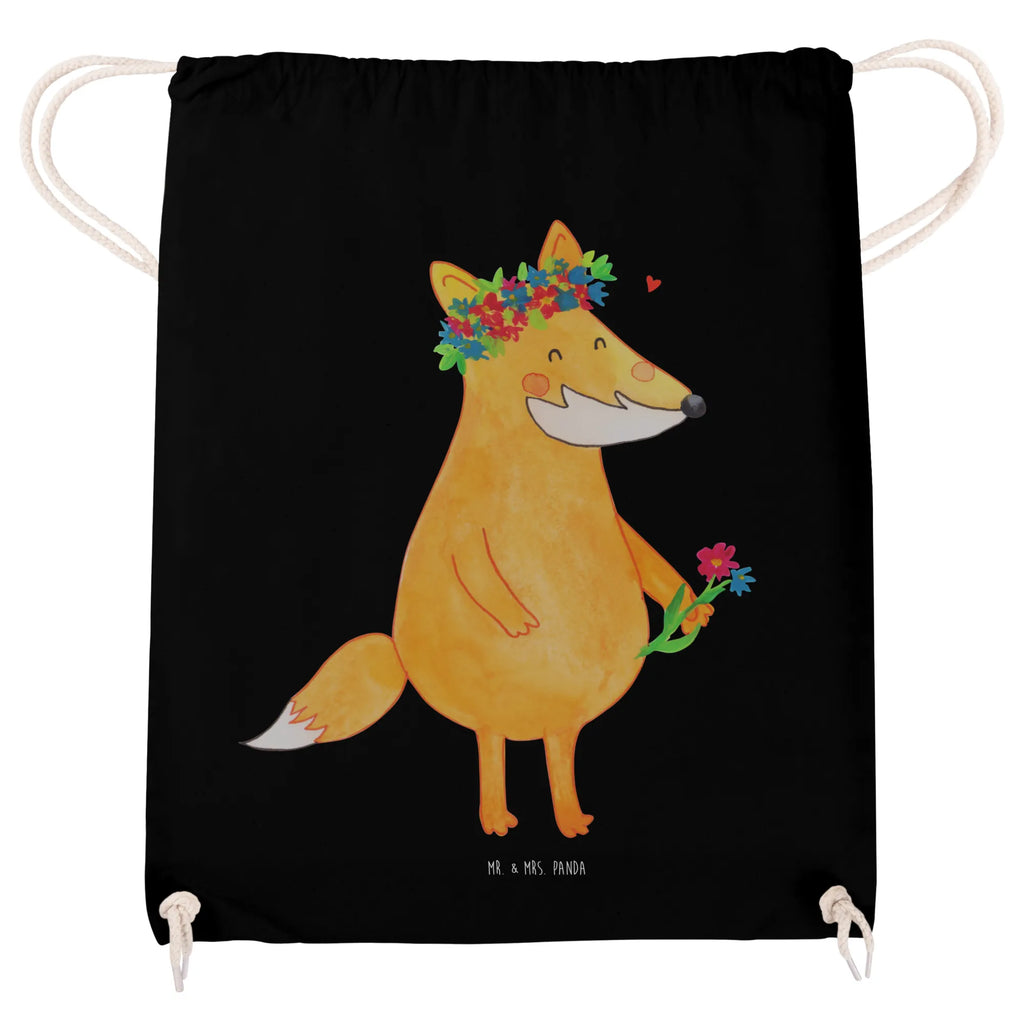 Drawstring bag Fox Flower sports bag, bag, carrier bag, jute bag, gym bag, hipster, fox, foxes, forest wildlife, clever as a fox, animal lover, flower, self-love, flowers, joy, girlfriends, motivation, me, flower girl, love, proof of love, girlfriend, fox girl