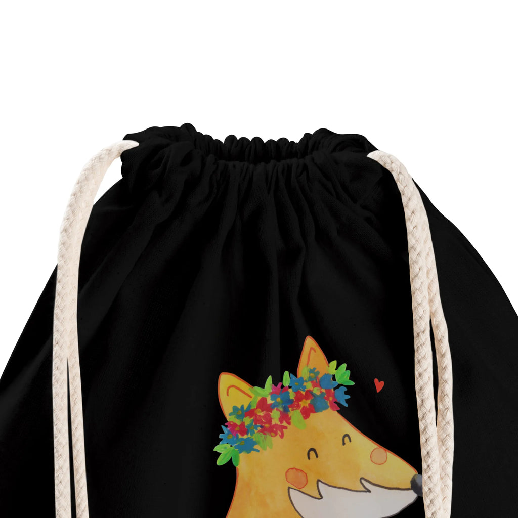 Drawstring bag Fox Flower sports bag, bag, carrier bag, jute bag, gym bag, hipster, fox, foxes, forest wildlife, clever as a fox, animal lover, flower, self-love, flowers, joy, girlfriends, motivation, me, flower girl, love, proof of love, girlfriend, fox girl
