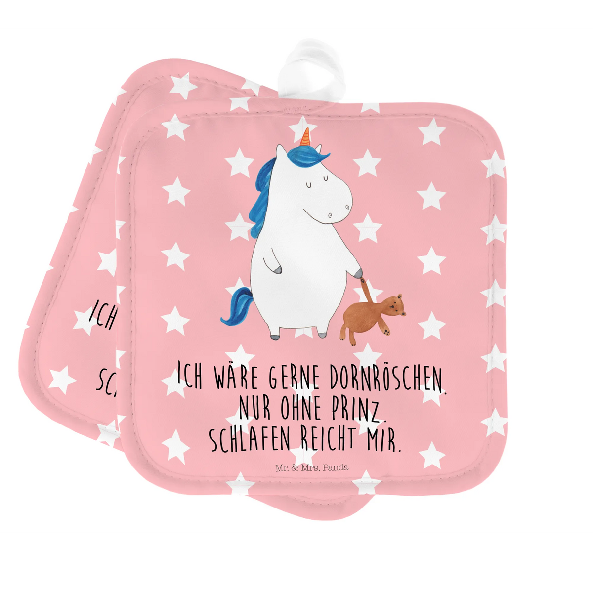 2er Set Topflappen  Einhorn Teddy