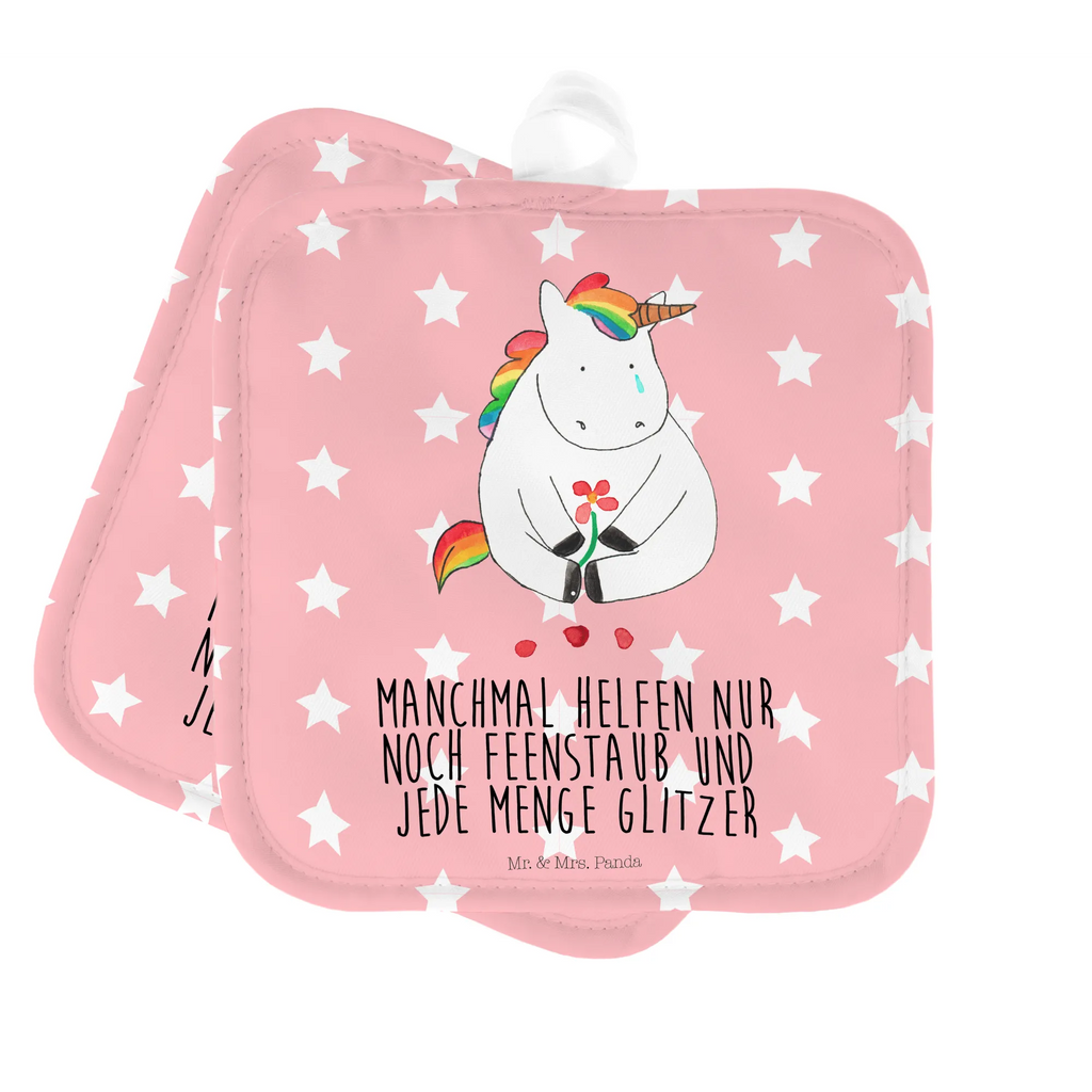 2er Set Topflappen  Einhorn Traurig Topfhandschuhe, Topflappen, Topfuntersetzer, Topflappen Set, Topflappen 2er Set, 2er Set Topflappen, topfhalter, Topflappenset, Einhörner, Einhorn Deko, Unicorn, Einhorn, Blume, Freunde, Glitzer, Liebe, Trösten. Freundschaft, Trauer, Grußkarte