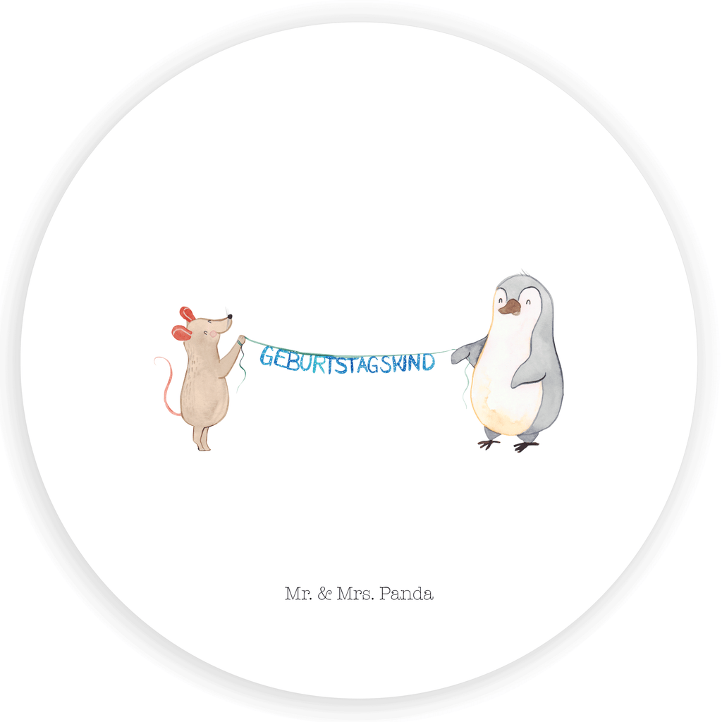 Rund Aufkleber Maus Pinguin Geburtstag Sticker, Aufkleber, Etikett, Geburtstag, Geburtstagsgeschenk, Geschenk, Maus, Pinguin, Geburtstage, Happy Birthday, Geburtstagsfeier