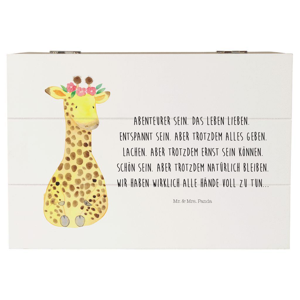 Holzkiste Giraffe Blumenkranz Holzkiste, Kiste, Schatzkiste, Truhe, Schatulle, XXL, Erinnerungsbox, Erinnerungskiste, Dekokiste, Aufbewahrungsbox, Geschenkbox, Geschenkdose, Afrika, Wildtiere, Giraffe, Blumenkranz, Abenteurer, Selbstliebe, Freundin