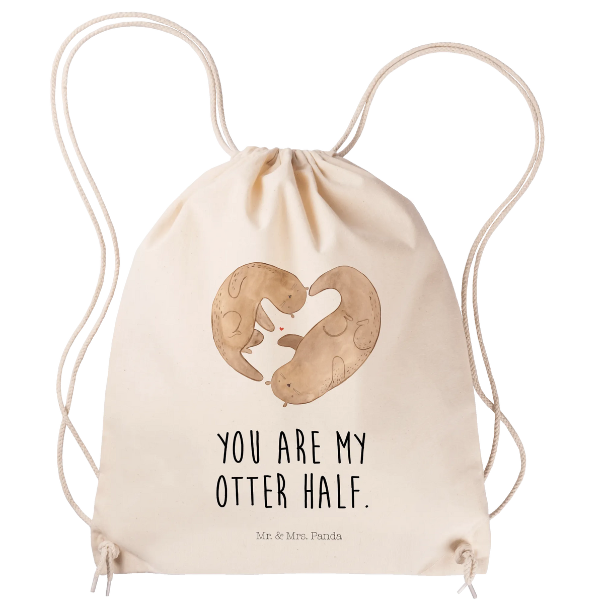Drawstring bag otter Heart animal lover, marten, sea otter, European otter, water mammal, aquatic animal, baby otter, predator, water, otter gifts, gift ideas for animal lovers, animal, mammal, water animal, gifts for people in love, wedding day, better half, life together, heart, anniversary, proof of love, love gift