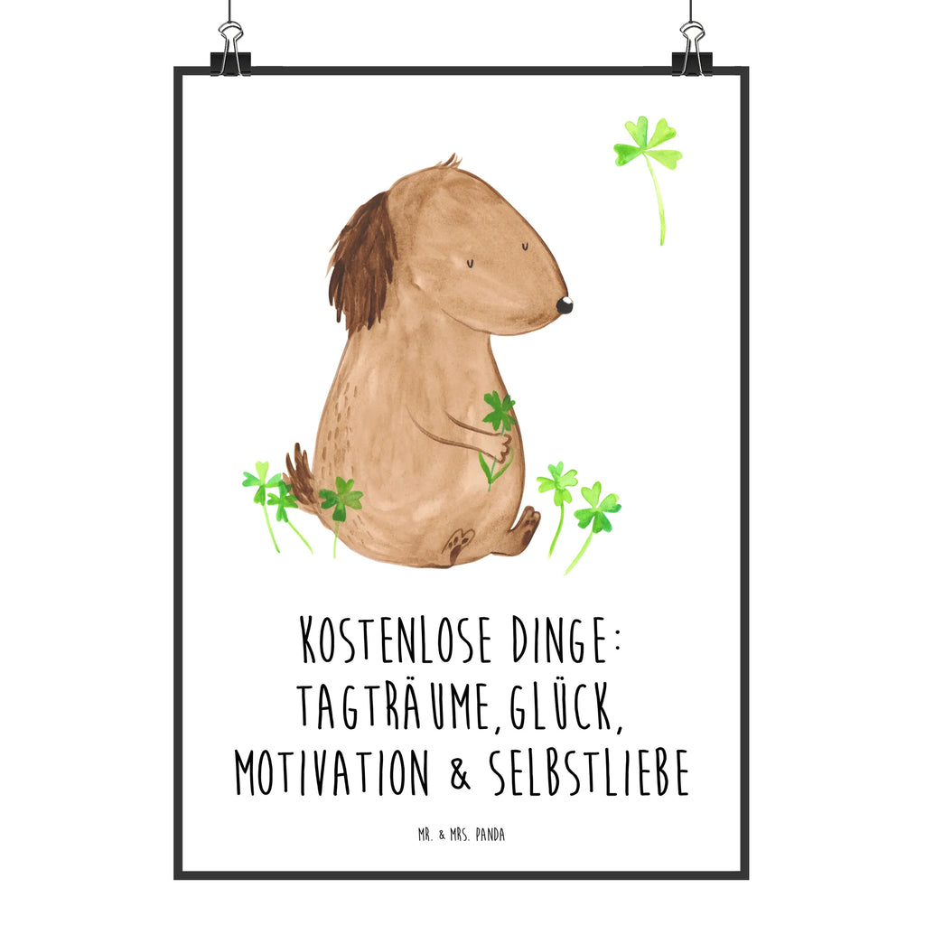 Plakat pies koniczyna Posterdruck, Mr. & Mrs. Panda Poster, Kunstdruck, Deko Bild, kunst für die wand, Wanddeko Bild, Bild für Wand, grafikposter, drucke, wanddruck, wandkunst, Wanddekoration, wanddeko, Plakat, Designposter, kunstdruck poster, Wandschmuck, Poster, kunstposter, Wandbild, Wandposter, Bild, Tierliebhaber, Haustier, Hundemotiv, Hundebesitzer, Hunderasse, Hund, Sprüche, Kleeblatt, Glück, Selbstliebe, Tagträume, Achtsamkeit, Motivation, Glücksbringer, Neuanfang, Geschenk